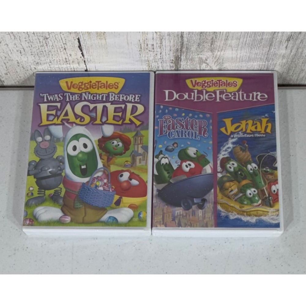 VeggieTales DVD Lot 2pk Easter Carol Jonah Twas Night Before Easter‎ Christian